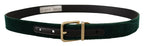 Dolce & Gabbana Green Velvet Leather Gold Metal Logo Belt - Zeiniez