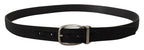 Dolce & Gabbana Black Grosgrain Leather Silver Logo Buckle Belt - Zeiniez
