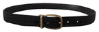 Dolce & Gabbana Black Grosgrain Leather Bronze Metal Belt - Zeiniez