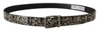 Dolce & Gabbana Black Marble Print Leather Silver Logo Buckle Belt - Zeiniez