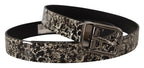 Dolce & Gabbana Black Marble Print Leather Gray Logo Belt - Zeiniez