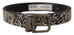 Dolce & Gabbana Black Marble Print Leather Gray Logo Belt - Zeiniez