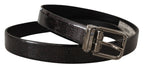 Dolce & Gabbana Black Vernice Puntinata Leather Silver Tone Metal Belt - Zeiniez