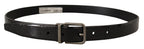 Dolce & Gabbana Black Vernice Puntinata Leather Silver Tone Metal Belt - Zeiniez