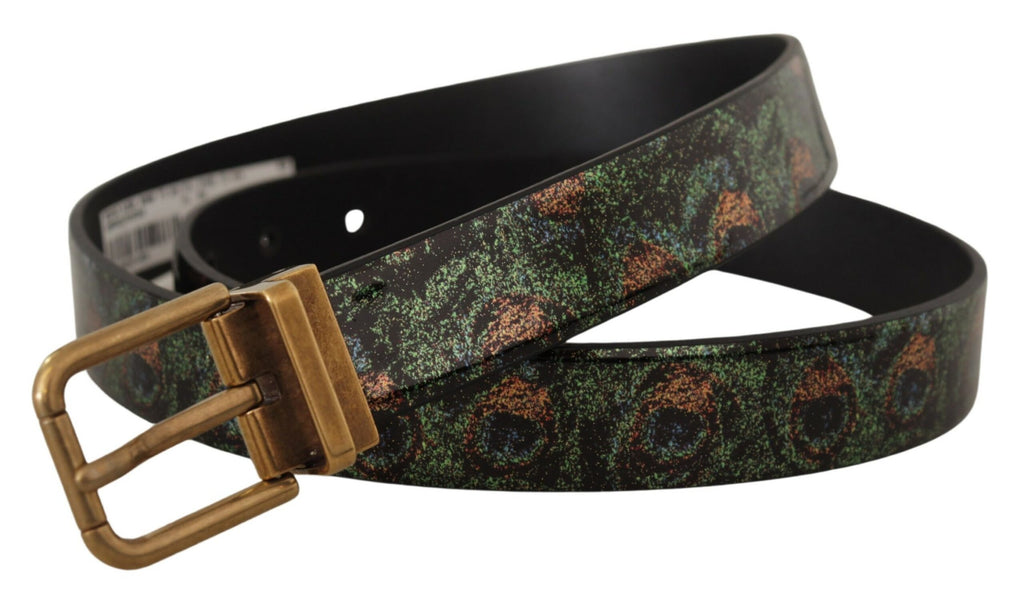 Dolce & Gabbana Multicolor Leather Vernice Pavone Bronze Metal Belt - Zeiniez