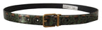 Dolce & Gabbana Multicolor Leather Vernice Pavone Bronze Metal Belt - Zeiniez