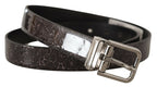 Dolce & Gabbana Black Goccia Glitter Patent Leather Buckle Vernice Belt - Zeiniez