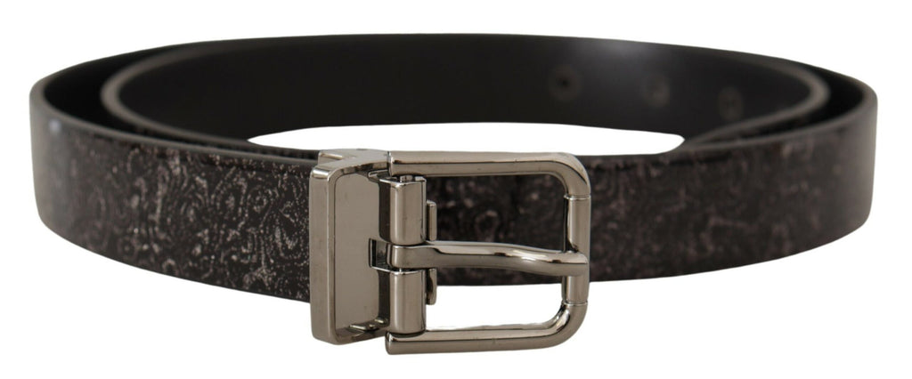 Dolce & Gabbana Black Goccia Glitter Patent Leather Buckle Vernice Belt - Zeiniez