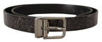 Dolce & Gabbana Black Goccia Glitter Patent Leather Buckle Vernice Belt - Zeiniez