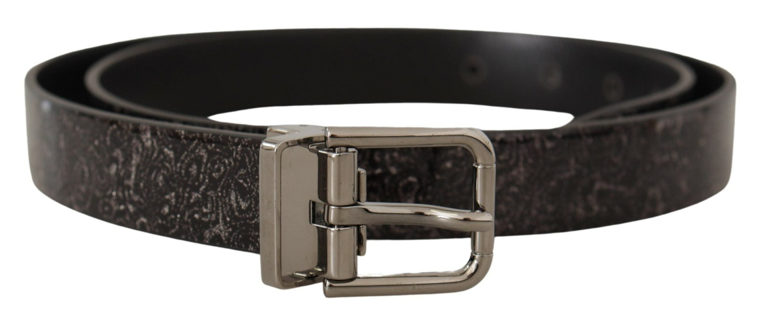 Dolce & Gabbana Black Goccia Glitter Patent Leather Buckle Vernice Belt - Zeiniez