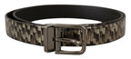 Dolce & Gabbana Brown Herringbone Leather Gray Belt - Zeiniez