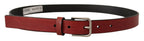 Dolce & Gabbana Maroon Vitello Leather Silver Metal Belt - Zeiniez
