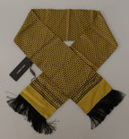 Dolce & Gabbana Yellow Patterned Silk Neck Wrap Fringe Scarf - Zeiniez