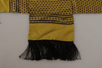 Dolce & Gabbana Yellow Patterned Silk Neck Wrap Fringe Scarf - Zeiniez