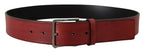 Dolce & Gabbana Maroon Vitello Silver Metal Logo Buckle Belt - Zeiniez