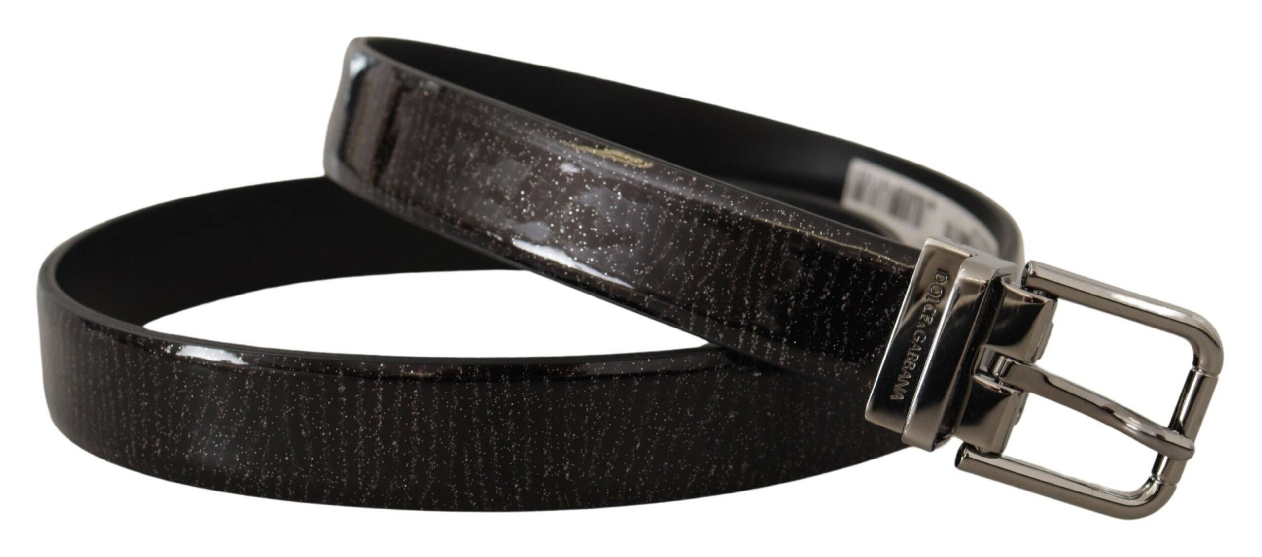 Dolce & Gabbana Black Leather Vernice Metal Buckle Belt - Zeiniez