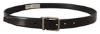 Dolce & Gabbana Black Leather Vernice Metal Buckle Belt - Zeiniez