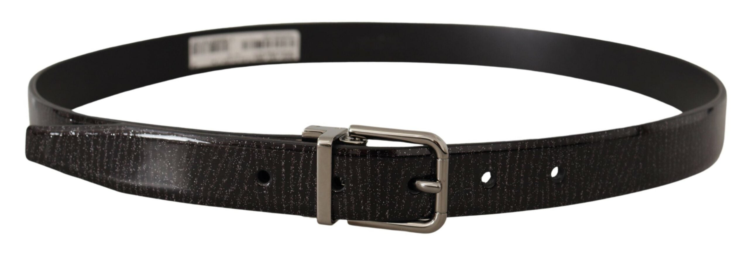 Dolce & Gabbana Black Leather Vernice Metal Buckle Belt - Zeiniez