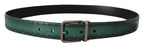 Dolce & Gabbana Green Giotto Leather Silver Metal Buckle Belt - Zeiniez