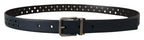 Dolce & Gabbana Navy Blue Perforated Leather Skinny Metal Buckle Belt - Zeiniez