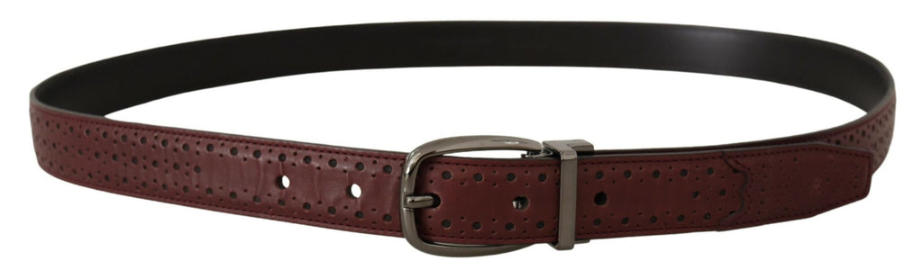 Dolce & Gabbana Brown Perforated Leather Metal Buckle Belt - Zeiniez