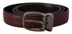Dolce & Gabbana Brown Perforated Leather Metal Buckle Belt - Zeiniez