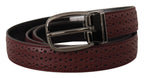 Dolce & Gabbana Brown Perforated Leather Metal Buckle Belt - Zeiniez