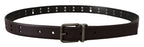 Dolce & Gabbana Burgundy Leather Perforated Metal Buckle Belt - Zeiniez