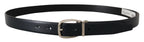 Dolce & Gabbana Black Leather Formal Silver Metal Buckle Belt - Zeiniez