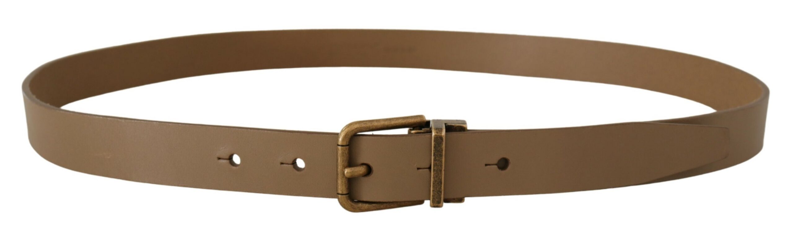 Dolce & Gabbana Brown Solid Leather Brass Buckle Classic Belt - Zeiniez