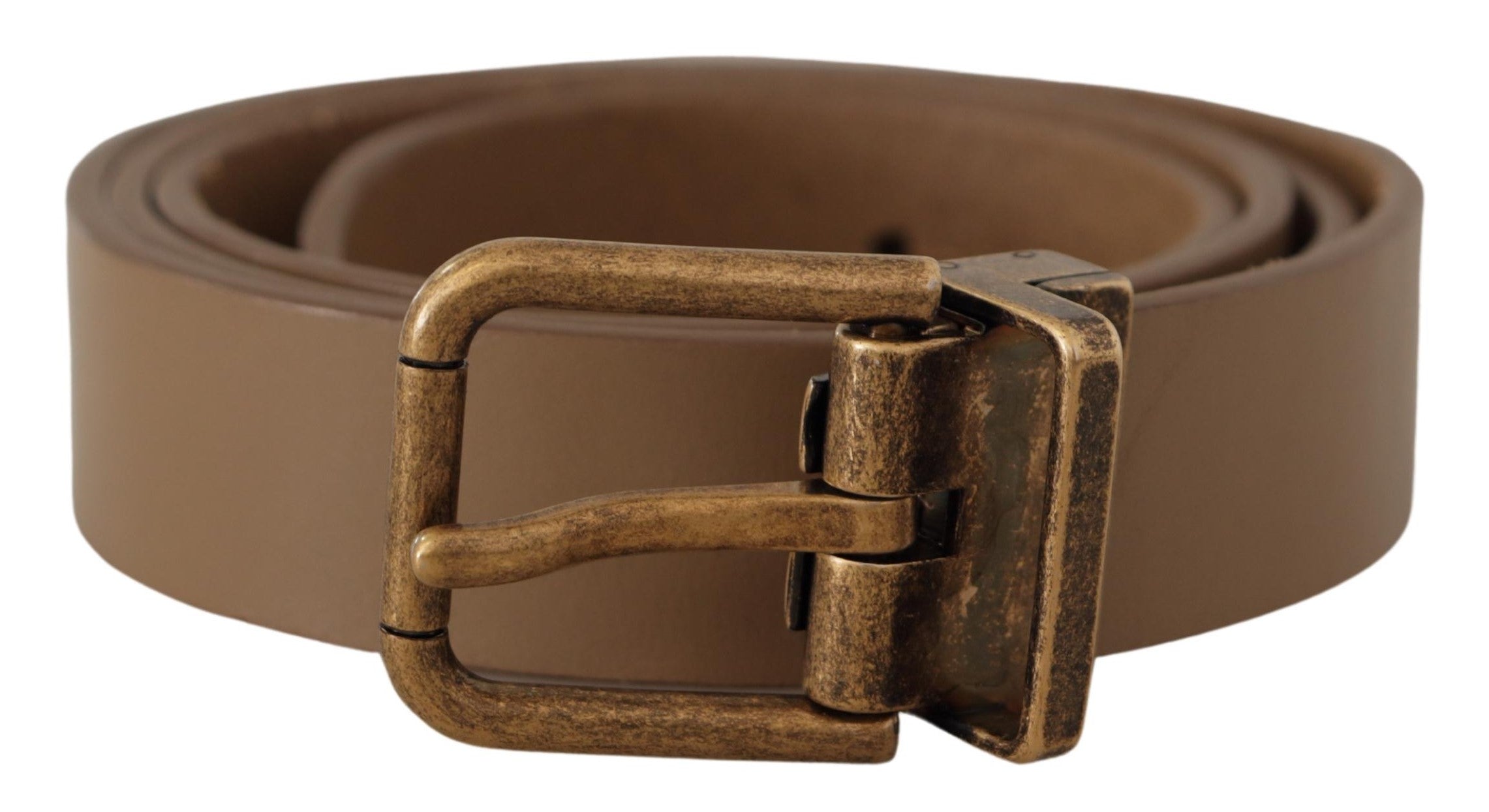 Dolce & Gabbana Brown Solid Leather Brass Buckle Classic Belt - Zeiniez