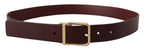 Dolce & Gabbana Maroon Vitello Leather Gold Metal Buckle Belt - Zeiniez