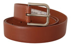 Dolce & Gabbana Brown Calf Leather Silver Tone Metal Buckle Belt - Zeiniez