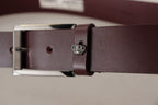 Dolce & Gabbana Brown Leather Silver Metal Crown Buckle Belt - Zeiniez