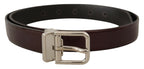 Dolce & Gabbana Brown Patent Leather Silver Metal Buckle Belt - Zeiniez