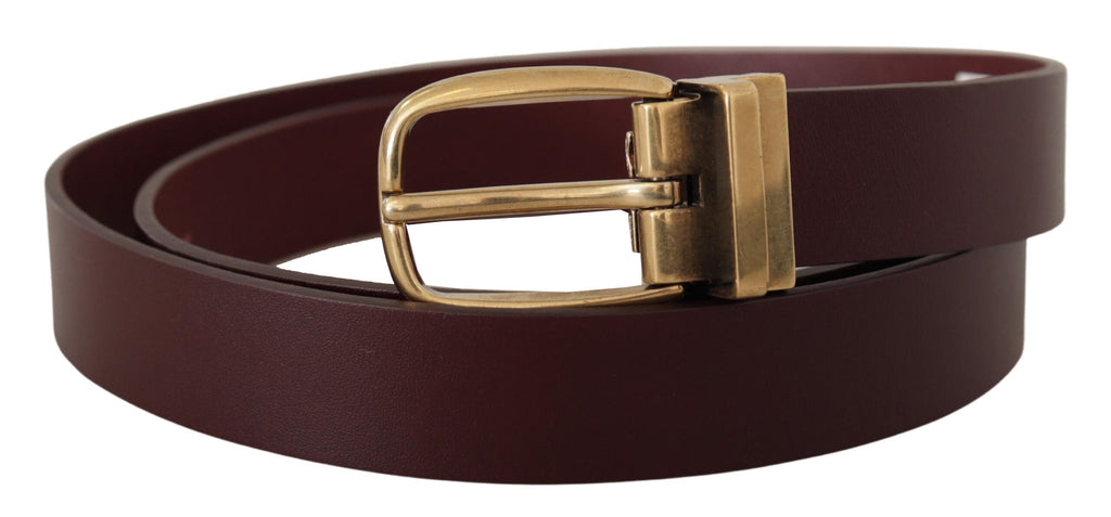Dolce & Gabbana Brown Leather Classic Gold Metal Buckle Belt - Zeiniez