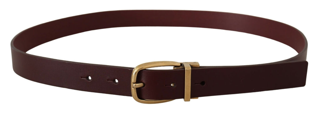 Dolce & Gabbana Brown Leather Classic Gold Metal Buckle Belt - Zeiniez