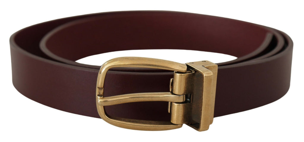 Dolce & Gabbana Brown Leather Classic Gold Metal Buckle Belt - Zeiniez