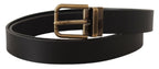 Dolce & Gabbana Black Leather Brass Metal Box Buckle Belt - Zeiniez