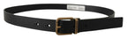 Dolce & Gabbana Black Leather Brass Metal Box Buckle Belt - Zeiniez