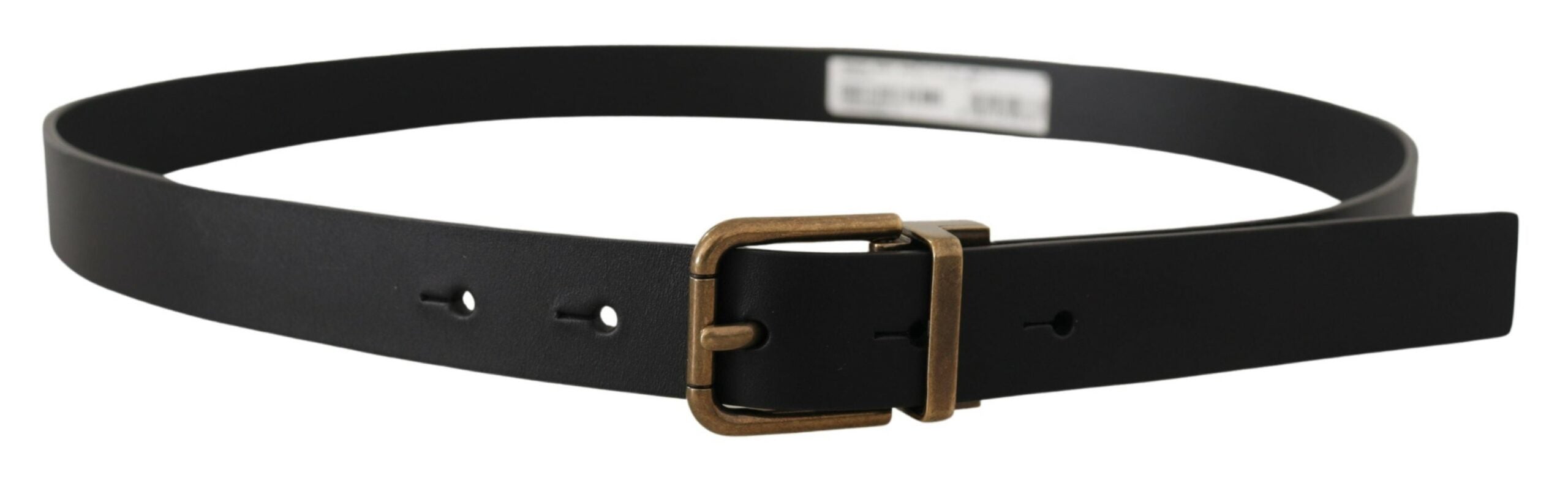 Dolce & Gabbana Black Leather Brass Metal Box Buckle Belt - Zeiniez