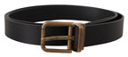 Dolce & Gabbana Black Leather Brass Metal Box Buckle Belt - Zeiniez