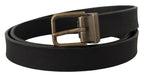 Dolce & Gabbana Black Leather Brass Metal Grain Buckle Classic Belt - Zeiniez