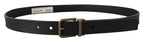 Dolce & Gabbana Black Leather Brass Metal Grain Buckle Classic Belt - Zeiniez