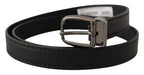 Dolce & Gabbana Black Leather Metal Logo Buckle Belt - Zeiniez