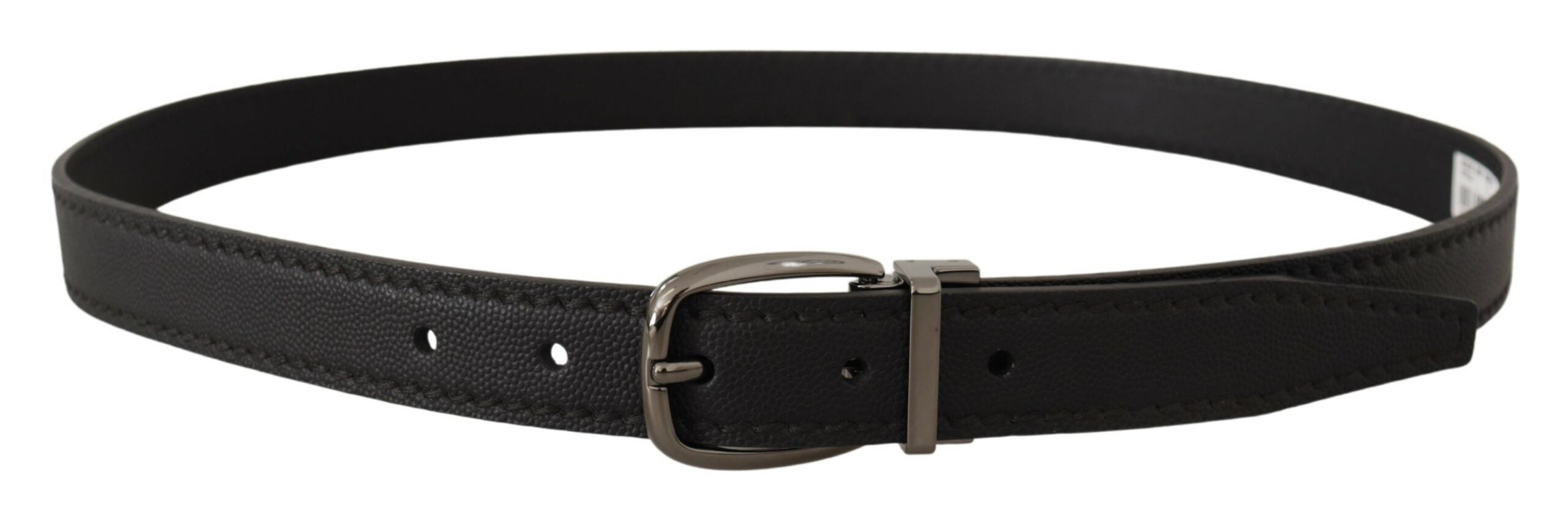 Dolce & Gabbana Black Leather Metal Logo Buckle Belt - Zeiniez