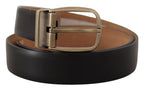 Dolce & Gabbana Black Brown Backend Leather Vintage Metal Buckle Belt - Zeiniez