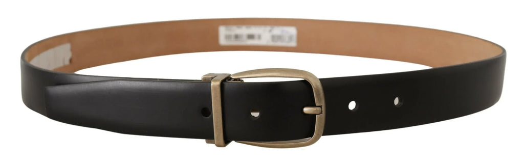 Dolce & Gabbana Black Brown Backend Leather Vintage Metal Buckle Belt - Zeiniez