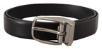 Dolce & Gabbana Black Leather Silver Metal Chrome Logo Buckle  Belt - Zeiniez