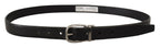 Dolce & Gabbana Black Leather Chrome Logo Metal Buckle Belt - Zeiniez